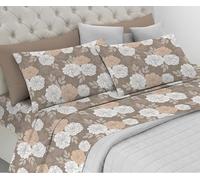 Riad Arredo Parure de lit 100 % coton doux - Parure de lit avec taies d'oreiller à la main délicate, fabriquée en Italie (Marbella Brown, lit double standard)