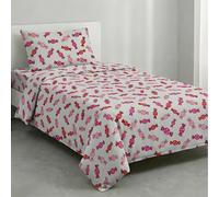 Riad Arredo Parure de lit 100 % coton italien doux - drap housse 125 x 200 + 27 cm, drap plat 180 x 300 cm, 1 taie d'oreiller 52 x 82 cm - Made in Italy - Bonbons