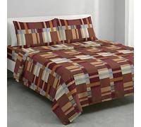 Riad Arredo Parure de lit 100 % coton italien doux - Parure de lit avec coins, drap plat, 2 taies d'oreiller 52 x 82 cm - Made in Italy (Boston Wine, double)