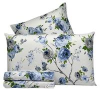 Riad Arredo Parure de lit double 100 % coton percale - Parure de lit douce en percale (Manal Bluette)