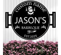 Riaeelvs Plaque en métal avec nom personnalisé, panneau de maître de grill personnalisé, décoration de barbecue pour bar, cadeau pour papa