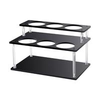 Riaisttd Acrylic Bottle Rack, 2 Tier Syrup Display Stand, Clear Organizer, 12.6x7.48x7.09 inches Stable Kitchen Shelf, Transparent, for Coffee Bar, Condiments, Wine Storage