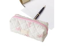 Riaisttd Aesthetic Pencil Pouch, Bow Pattern Pen Bag, Portable Stationery Case, Stylish Design, Multi Purpose Storage, 7.87x3.15x3.15 inches for School Supplies, Toiletries, Cosmetics