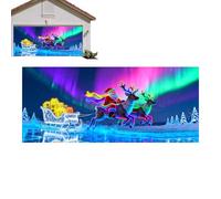 Riaisttd Bannière de porte de garage de Noël | Toile de fond fluorescente de Père Noël phosphorescente, grande bannière de porte de garage de Noël | pour extérieur et intérieur, porche, mur, porte