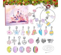 Riaisttd Bracelet de l'Avent Noël - Kit de création de bijoux de 24 jours - Calendrier compte à rebours création de bijoux - Pour filles, réunions de , cadeau de fête, activités scolaires