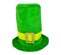 Riaisttd Chapeau haut de forme vert, chapeau St Patrick - Chapeau haut de forme Leprechaun vert avec boucle | Chapeaux de cosplay de vacances irlandais de luxe, chapeaux de lutin pour adultes,