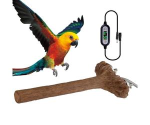 Riaisttd Chauffage pour cage à oiseaux, perche thermique - Support simulé | pour perche en bois - Avec six vitesses et température réglable - Chauffage anti-morsure pour perruches, pigeons, mynes