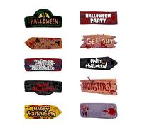 Riaisttd Halloween Yard Decorations - 11.02x5.51 inches 10 Piece Outdoor Sign Set Horror Props for Holiday, Design with Easy Setup, Yard Signs for Graves Wall Lawn Carnival Garden Courtyard