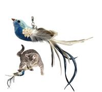 Riaisttd Jouet Interactif Oiseau pour Chat | Canne à Plumes Interactive avec Attachement Amusant - Jouet De Poursuite avec Clochettes pour Chaton | pour Enrichissement Jeu Anti Ennui Exercice Chats