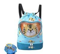 Riaisttd Kids Swim Bag, Waterproof Drawstring Beach Backpack 14.17x11.81 inches, Lightweight Cartoon Pool Bag with Dry Wet Separation, Quick-Dry Storage Organizer, for School, Travel, Gym