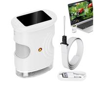 Riaisttd Microscope Portable pour,Jouets Éducatifs Rechargeables 1000X | Microscope Numérique avec Écran de 5 cm | pour Garçons École à la Maison Laboratoire Exploration