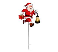 Riaisttd Piquets de jardin de Noël, panneaux lumineux à DEL en forme de bonhomme de neige, motif lanterne tenant le Père Noël, décorations de Noël, pour jardin, cour, ferme, pelouse, allée, vacances