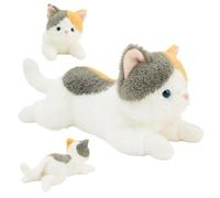 Riaisttd Soft Cat Toy, Weighted Cat Plush, Lying Cat Stuffed Animal, Multi-Functional Cat Toy, Cute Cat Plush Toy, Cat Nap Pillow, 45cm/17.72 inches Stuffed Animal for Kids, Children's Room Plushes