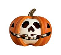 Riaisttd Spooky Skull Pumpkin Decor, Halloween Resin Decoration, 4.33x4.33x3.74 inches, Horror Table Centerpiece, Haunted House Display, for Window Shelf Ornament, Mantel Courtyard Corridor Accent