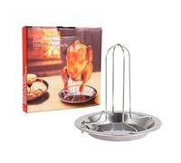 Riaisttd Support pour Poulet À La Bière pour Grill | Rôtisseur De Canard en Acier Inoxydable,Support De Rôtissage Vertical avec Lèchefrite pour Plage Extérieur Restaurant Jardin Maison Camping