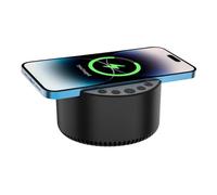 Riaisttd Wireless Charger Speaker, 15w Fast Charging Pad, Built-in White Noise Sound Machine, 10x10x5.7cm, for Bedroom, Travel, Camping, Beach, Office, and Study Use Environment