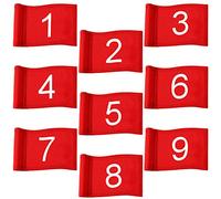 Riakrum 9 Pcs Mini Golf Flags for Yard 8.9 x 5.7 inch 1-9 Nylon Golf Pin Flags for Putting Green with Tube Inserted Numbered Yard Indoor Outdoor Hole Backyard Garden Practice