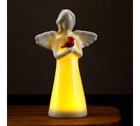 Riakrum Veilleuse en céramique avec ange gardien lumineux en saule avec éclairage cadeau pour anniversaire, encouragement, condoléances ou décoration d'intérieur chrétienne