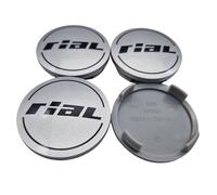 Rial Lot de 4 cache-moyeux 60 mm argent (N23) avec logo noir (Rib) - Capuchon de moyeu d'origine