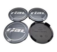 Rial Lot de 4 cache-moyeux 64 mm graphite (N32) avec logo argenté (RII) - Capuchon de jante d'origine