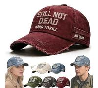 rialgirw Casquette « Toujours Pas Mort » - Casquette Humoristique avec Inscription drôle, Style Vintage, Effet Vieilli, pour Hommes et Femmes (Red)