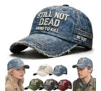 rialgirw Casquette « Toujours Pas Mort » - Casquette Humoristique avec Inscription drôle, Style Vintage, Effet Vieilli, pour Hommes et Femmes (Blue)