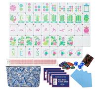 rialgirw Lot de 160 pierres Mahjong à 4 couches - Différents designs - En acrylique pour mahjong américain - Pierres gravées avec étui de transport élégant - Gravure claire - Idéal pour la maison