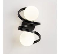 Riankh Applique murale moderne minimaliste noir/or Design d'intérieur Applique murale créative Résistant à la rouille Matériau en fer durable Lampe murale sphérique Abat-jour en verre Lanterne Pare (