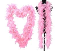Rianpesn Boa à Plumes Rose | Plumes Roses Din| Soft Costume Accessoires Filles Dress Up Costume pour Cosplay, Halloween, Mariage, Danse
