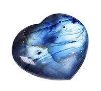 Rianpesn cœur en Labradorite | Palmier Naturelle en Forme cœur - Pierre d'inquiMassage Poche, Poche polie par Cristal minéral Reiki, Pierres bouffée