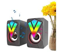 Rianpesn Haut-Moniteur Jeu - Enceintes multimédia Haut-Parleur RVB - Haut-Parleur USB Illuminé USB Multimédia Filaire PC Haut-parleu Notebook Desk Home