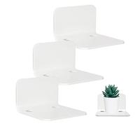Rianpesn Lot de 3 Petites étagères murales en Acrylique, Petites étagères flottantes avec 6 Cordons de Maintien, présentoir Mural sans Clous pour la Maison, Le Bureau, l'école, Le décor de café