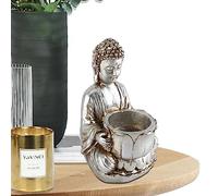 Rianpesn Photophore Bouddha en méditation - Porte-Bougies Chauffe-Plat en résine Porte-Bougies prière | Statue Zen pour Salon, Cour, Patio, Jardin