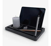Riarchi PAD - Organiseur de bureau multifonctionnel en bois, porte-stylo de bureau, organisateur de papeterie, Pad - Phone, tablette et smartphone Stand, mobilier de bureau (noir profond)