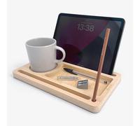 Riarchi PAD - Organiseur de bureau multifonctionnel en bois, porte-stylo de bureau, organisateur de papeterie, Pad - Phone, tablette et smartphone Stand, mobilier de bureau (Natural Wood)