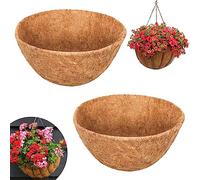 Riare Doublure Ronde en Fibre de Noix de Coco Naturelle pour Paniers Suspendus Panier Remplacement de la Doublure pour Les Fleurs de Jardin Pots de Fleurs (2, 14in)