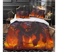 RIAVBAODG 3D cerbère Imprimé Chien de l'enfer 3Pcs Literie avec Housses Couettes Fermeture Éclair Doux Et Confortable pour Adultes Enfants Filles Single（140x200cm）