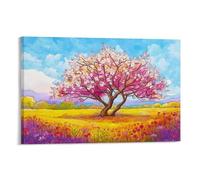 RIAVBAODG Blooming Almond Arbre Impression Sur Toile Matin de Printemps Décoration Murale Image Sur Toile Tableau Affiche Decoration Pour Salon Chambre Pour Élégante 16x24inch(40x60cm)