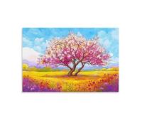 RIAVBAODG Blooming Almond Arbre Impression Sur Toile Matin de Printemps Décoration Murale Peintures Sur Affiche Decoration Pour Chambre Salle De Bain Cuisine Bureau 20x30inch(50x75cm)