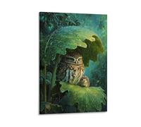 RIAVBAODG Chouette And Hedgehog Murale Gibli Décoration Murale Peinture Sur Toile Impression Sur Toile Affiche Decoration Pour La Décor De La Maison Salon Chambre Restaurant 12x18inch(30x45cm)