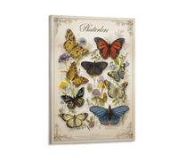 RIAVBAODG Divers Papillons d'Amérique du Nord Impression Sur Toile Papillon Décoration Peinture Poster Mural Morden Affiche Decoration Pour Salon Chambre Restaurant Décorations 16x24inch(40x60cm)