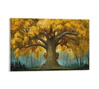 RIAVBAODG Enchanted Oak Arbre Impression Sur Toile Arbre Décoration Murale Peintures Sur Affiche Decoration Pour Chambre Salle De Bain Cuisine Bureau 20x30inch(50x75cm)