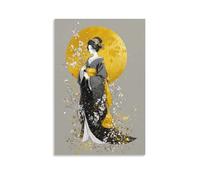 RIAVBAODG Geisha Japonaise in The Moonlight Murale Geisha Decoration Murale Peinture Sur Toile Impression Sur Toile Affiche Décor Mural Abstrait Pour Chambre Élégante 16x24inch(40x60cm)