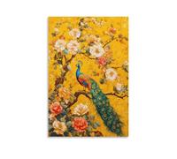 RIAVBAODG Impression Sur Toile Fleurs en Fleur et Paon Mural Art Chinois Decoration Peinture Poster Murale Tableau Moderne Salon Chambre Restaurant Couloir 16x24inch(40x60cm)