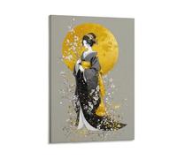 RIAVBAODG Impression Sur Toile Geisha Japonaise in The Moonlight Peinture Poster Mural Geisha Decoration Murale Tableau Moderne Salon Chambre Restaurant Couloir 16x24inch(40x60cm)