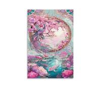 RIAVBAODG Impression Sur Toile Scène de Printemps Japonaise Mural Paon Japonais Decoration Peinture Poster Murale Tableau Moderne Salon Chambre Restaurant Couloir 20x30inch(50x75cm)