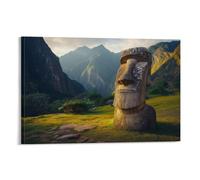 RIAVBAODG Impression Sur Toile Statue Ancienne de l'Île de Pâques Peinture Poster Mural Machu Picchu Decoration Murale Tableau Moderne Salon Chambre Restaurant Couloir 20x30inch(50x75cm)