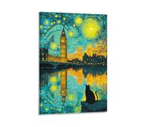 RIAVBAODG Impression Sur Toile Vue Nocturne of London City Mural Big Ben Decoration Peinture Poster Murale Tableau Moderne Salon Chambre Restaurant Couloir 12x18inch(30x45cm)