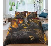 RIAVBAODG La Mort 3D Motif Imprimé 3Pcs Literie en Microfibre Douce Et Respirante Fermeture Éclair pour Garçons, Adolescents Adulte Enfant King（220x240cm）