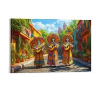 RIAVBAODG Mariachis mexicains Impression Sur Toile Jour des morts Décoration Peinture Poster Mural Morden Affiche Decoration Décor Mural Abstrait Pour Chambre Élégante 20x30inch(50x75cm)